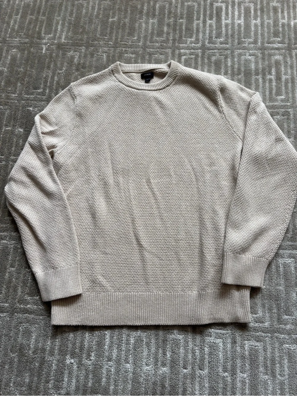 J. Crew Men's Cream Textured Crewneck Sweater